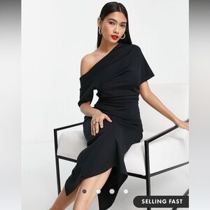 ASOS Design Pleated Shoulder Pencil Dress